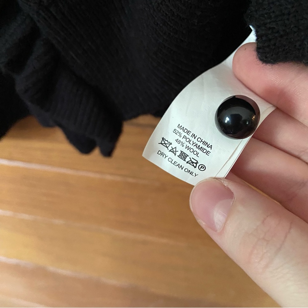 Kate Spade black ruffle dot wool blend cardigan sweater - Picture 5 of 5